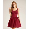 image:imageScarlet Darkness Lace Corset Mini Dress with Pocket Women Teens Grad Outfit  Lace Trim Mini Sundress with Adjustable Straps Ruched Sweetheart Bust Lace Panel Corset Waist Lightweight FabricRed