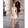 image:imageScarlet Darkness Lace Corset Mini Dress with Pocket Women Teens Grad Outfit  Lace Trim Mini Sundress with Adjustable Straps Ruched Sweetheart Bust Lace Panel Corset Waist Lightweight FabricCream