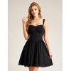 image:imageScarlet Darkness Lace Corset Mini Dress with Pocket Women Teens Grad Outfit  Lace Trim Mini Sundress with Adjustable Straps Ruched Sweetheart Bust Lace Panel Corset Waist Lightweight FabricBlack