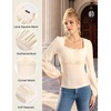 image:imageScarlet Darkness Peasant Blouses for Women Long Sleeve Renaissance Shirts  Square Neck Lace Trim Ruched Flare Long Sleeve Top Empire Waist Slim Fit Ren Faires Medieval Party Daily Vintage OutfitsCream