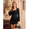image:imageScarlet Darkness Peasant Blouses for Women Long Sleeve Renaissance Shirts  Square Neck Lace Trim Ruched Flare Long Sleeve Top Empire Waist Slim Fit Ren Faires Medieval Party Daily Vintage OutfitsBlack