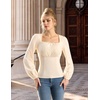 image:imageScarlet Darkness Peasant Blouses for Women Long Sleeve Renaissance Shirts  Square Neck Lace Trim Ruched Flare Long Sleeve Top Empire Waist Slim Fit Ren Faires Medieval Party Daily Vintage OutfitsCream
