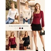 image:imageScarlet Darkness Peasant Blouses for Women Long Sleeve Renaissance Shirts  Square Neck Lace Trim Ruched Flare Long Sleeve Top Empire Waist Slim Fit Ren Faires Medieval Party Daily Vintage OutfitsRed