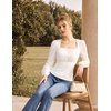 image:imageScarlet Darkness Peasant Blouses for Women Long Sleeve Renaissance Shirts  Square Neck Lace Trim Ruched Flare Long Sleeve Top Empire Waist Slim Fit Ren Faires Medieval Party Daily Vintage OutfitsIvory White