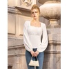 image:imageScarlet Darkness Peasant Blouses for Women Long Sleeve Renaissance Shirts  Square Neck Lace Trim Ruched Flare Long Sleeve Top Empire Waist Slim Fit Ren Faires Medieval Party Daily Vintage OutfitsIvory White