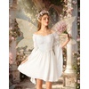 image:imageScarlet Darkness Renaissance Dress Women Off Shoulder Pirate Fairy Costume  For Halloween Ren Faire Medieval Theme Party Pockets Long Sleeves Corset Waist Chiffon Suitable for Adult LadiesWhite