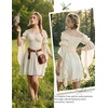 image:imageScarlet Darkness Renaissance Dress Women Off Shoulder Pirate Fairy Costume  For Halloween Ren Faire Medieval Theme Party Pockets Long Sleeves Corset Waist Chiffon Suitable for Adult LadiesBeige