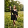 image:imageScarlet Darkness Renaissance Dress Women Off Shoulder Pirate Fairy Costume  For Halloween Ren Faire Medieval Theme Party Pockets Long Sleeves Corset Waist Chiffon Suitable for Adult LadiesBlack