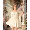 image:imageScarlet Darkness Renaissance Dress Women Off Shoulder Pirate Fairy Costume  For Halloween Ren Faire Medieval Theme Party Pockets Long Sleeves Corset Waist Chiffon Suitable for Adult LadiesBeige