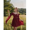 image:imageScarlet Darkness Renaissance Dress Women Off Shoulder Pirate Fairy Costume  For Halloween Ren Faire Medieval Theme Party Pockets Long Sleeves Corset Waist Chiffon Suitable for Adult LadiesDark Red