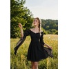 image:imageScarlet Darkness Renaissance Dress Women Off Shoulder Pirate Fairy Costume  For Halloween Ren Faire Medieval Theme Party Pockets Long Sleeves Corset Waist Chiffon Suitable for Adult LadiesBlack