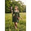 image:imageScarlet Darkness Renaissance Dress Women Off Shoulder Pirate Fairy Costume  For Halloween Ren Faire Medieval Theme Party Pockets Long Sleeves Corset Waist Chiffon Suitable for Adult LadiesGreen