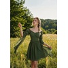 image:imageScarlet Darkness Renaissance Dress Women Off Shoulder Pirate Fairy Costume  For Halloween Ren Faire Medieval Theme Party Pockets Long Sleeves Corset Waist Chiffon Suitable for Adult LadiesGreen