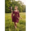 image:imageScarlet Darkness Renaissance Dress Women Off Shoulder Pirate Fairy Costume  For Halloween Ren Faire Medieval Theme Party Pockets Long Sleeves Corset Waist Chiffon Suitable for Adult LadiesDark Red
