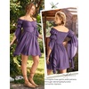 image:imageScarlet Darkness Renaissance Dress Women Off Shoulder Pirate Fairy Costume  For Halloween Ren Faire Medieval Theme Party Pockets Long Sleeves Corset Waist Chiffon Suitable for Adult LadiesPurple