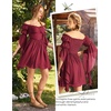image:imageScarlet Darkness Renaissance Dress Women Off Shoulder Pirate Fairy Costume  For Halloween Ren Faire Medieval Theme Party Pockets Long Sleeves Corset Waist Chiffon Suitable for Adult LadiesDark Red