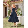 image:imageScarlet Darkness Women 2026 Corset Dress Milkmaid Slit Midi Sundress  Fishboned Corset Smocked Lace Up Back for Wedding Guest Casual Tea Party VacationNavy Blue