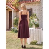 image:imageScarlet Darkness Women 2026 Corset Dress Milkmaid Slit Midi Sundress  Fishboned Corset Smocked Lace Up Back for Wedding Guest Casual Tea Party VacationBurgundy