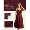 image:imageScarlet Darkness Women 2026 Corset Dress Milkmaid Slit Midi Sundress  Fishboned Corset Smocked Lace Up Back for Wedding Guest Casual Tea Party VacationBurgundy