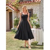 image:imageScarlet Darkness Women 2026 Corset Dress Milkmaid Slit Midi Sundress  Fishboned Corset Smocked Lace Up Back for Wedding Guest Casual Tea Party VacationBlack
