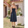 image:imageScarlet Darkness Women 2026 Corset Dress Milkmaid Slit Midi Sundress  Fishboned Corset Smocked Lace Up Back for Wedding Guest Casual Tea Party VacationNavy Blue