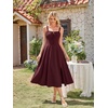 image:imageScarlet Darkness Women 2026 Corset Dress Milkmaid Slit Midi Sundress  Fishboned Corset Smocked Lace Up Back for Wedding Guest Casual Tea Party VacationBurgundy