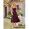 image:imageScarlet Darkness Women 2026 Corset Dress Milkmaid Slit Midi Sundress  Fishboned Corset Smocked Lace Up Back for Wedding Guest Casual Tea Party VacationBurgundy