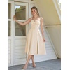 image:imageScarlet Darkness Women 2026 Corset Dress Milkmaid Slit Midi Sundress  Fishboned Corset Smocked Lace Up Back for Wedding Guest Casual Tea Party VacationApricot