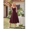 image:imageScarlet Darkness Women 2026 Corset Dress Milkmaid Slit Midi Sundress  Fishboned Corset Smocked Lace Up Back for Wedding Guest Casual Tea Party VacationBurgundy