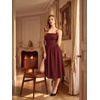 image:imageScarlet Darkness Women Corset Midi Dress Homecoming Cocktail Party Sundress  Sleeveless Square Neckline Back Lace Up Adjustable Tie Strap Ren Fair Costume for Graduation Formal with PocketsWine Red