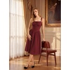 image:imageScarlet Darkness Women Corset Midi Dress Homecoming Cocktail Party Sundress  Sleeveless Square Neckline Back Lace Up Adjustable Tie Strap Ren Fair Costume for Graduation Formal with PocketsWine Red
