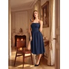 image:imageScarlet Darkness Women Corset Midi Dress Homecoming Cocktail Party Sundress  Sleeveless Square Neckline Back Lace Up Adjustable Tie Strap Ren Fair Costume for Graduation Formal with PocketsNavy