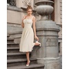 image:imageScarlet Darkness Women Corset Midi Dress Homecoming Cocktail Party Sundress  Sleeveless Square Neckline Back Lace Up Adjustable Tie Strap Ren Fair Costume for Graduation Formal with PocketsCream