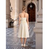 image:imageScarlet Darkness Women Corset Midi Dress Homecoming Cocktail Party Sundress  Sleeveless Square Neckline Back Lace Up Adjustable Tie Strap Ren Fair Costume for Graduation Formal with PocketsCream