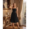 image:imageScarlet Darkness Women Corset Midi Dress Homecoming Cocktail Party Sundress  Sleeveless Square Neckline Back Lace Up Adjustable Tie Strap Ren Fair Costume for Graduation Formal with PocketsBlack