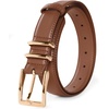 image:imageScarlet Darkness Women Leather Belt with Gold Buckle Vintage Waist Belts  Genuine Leather Fashion Elegant Style Versatile for Jeans DressesBrown