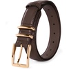 image:imageScarlet Darkness Women Leather Belt with Gold Buckle Vintage Waist Belts  Genuine Leather Fashion Elegant Style Versatile for Jeans DressesDark Brown