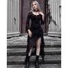 image:imageScarlet Darkness Women Mesh Bell Long Sleeve Top Gothic Y2K Lace Shirt  Renaissance Velvet Print Front Tie Sheer Fitted Asymmetrical Outfits 2026 Fall Retro BlouseBlack