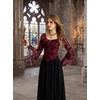 image:imageScarlet Darkness Women Mesh Bell Long Sleeve Top Gothic Y2K Lace Shirt  Renaissance Velvet Print Front Tie Sheer Fitted Asymmetrical Outfits 2026 Fall Retro BlouseBurgundy