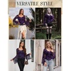 image:imageScarlet Darkness Women Mesh Bell Long Sleeve Top Gothic Y2K Lace Shirt  Renaissance Velvet Print Front Tie Sheer Fitted Asymmetrical Outfits 2026 Fall Retro BlouseDeep Purple