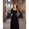 image:imageScarlet Darkness Women Mesh Bell Long Sleeve Top Gothic Y2K Lace Shirt  Renaissance Velvet Print Front Tie Sheer Fitted Asymmetrical Outfits 2026 Fall Retro BlouseBlack