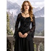 image:imageScarlet Darkness Women Mesh Bell Long Sleeve Top Gothic Y2K Lace Shirt  Renaissance Velvet Print Front Tie Sheer Fitted Asymmetrical Outfits 2026 Fall Retro BlouseBlack