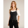 image:imageScarlet Darkness Women Renaissance Corset Tops Western Cowgirl Outfits  Vintage Suede Lace Up for Ren Faire Country Concert Outfits Pirate CostumeBlack
