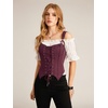 image:imageScarlet Darkness Women Renaissance Corset Tops Western Cowgirl Outfits  Vintage Suede Lace Up for Ren Faire Country Concert Outfits Pirate CostumeBurgundy