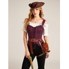 image:imageScarlet Darkness Women Renaissance Corset Tops Western Cowgirl Outfits  Vintage Suede Lace Up for Ren Faire Country Concert Outfits Pirate CostumeBurgundy