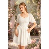 image:imageScarlet Darkness Women Renaissance Dress Mini Short Sleeve Fairy Costume  Flowy with Pockets DoubleLayer Hem ALine Suitable for Ren Faire Cosplay CasualIvory White