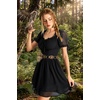 image:imageScarlet Darkness Women Renaissance Dress Mini Short Sleeve Fairy Costume  Flowy with Pockets DoubleLayer Hem ALine Suitable for Ren Faire Cosplay CasualBlack