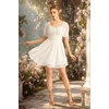 image:imageScarlet Darkness Women Renaissance Dress Mini Short Sleeve Fairy Costume  Flowy with Pockets DoubleLayer Hem ALine Suitable for Ren Faire Cosplay CasualIvory White