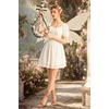 image:imageScarlet Darkness Women Renaissance Dress Mini Short Sleeve Fairy Costume  Flowy with Pockets DoubleLayer Hem ALine Suitable for Ren Faire Cosplay CasualIvory White