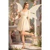 image:imageScarlet Darkness Women Renaissance Dress Mini Short Sleeve Fairy Costume  Flowy with Pockets DoubleLayer Hem ALine Suitable for Ren Faire Cosplay CasualCream